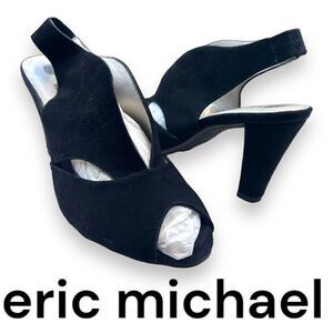 Eric Michael Women's Slingback Peep Toe Peru Cut Out High Heel Black Size 38